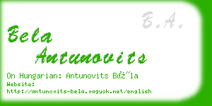 bela antunovits business card